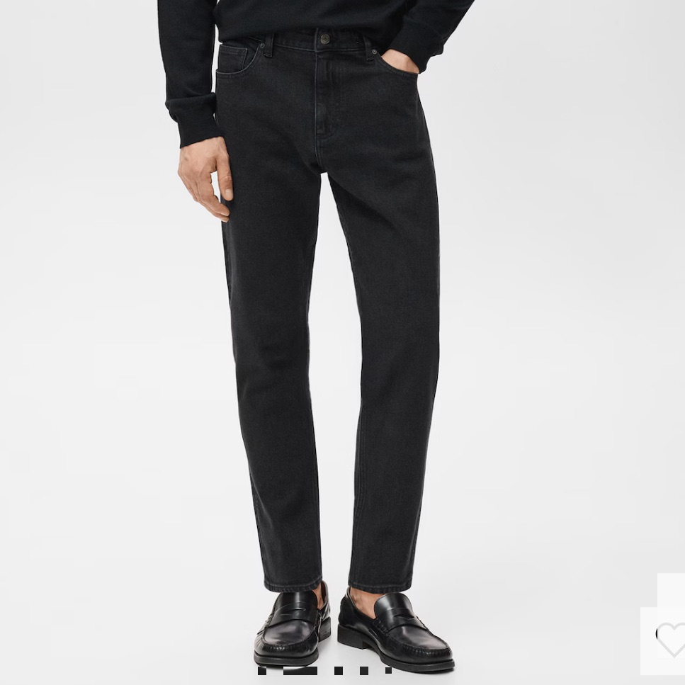 Mango Men's Black Slim Straight Jeans Ben Cropped Tapered-Fit Jeans 9156